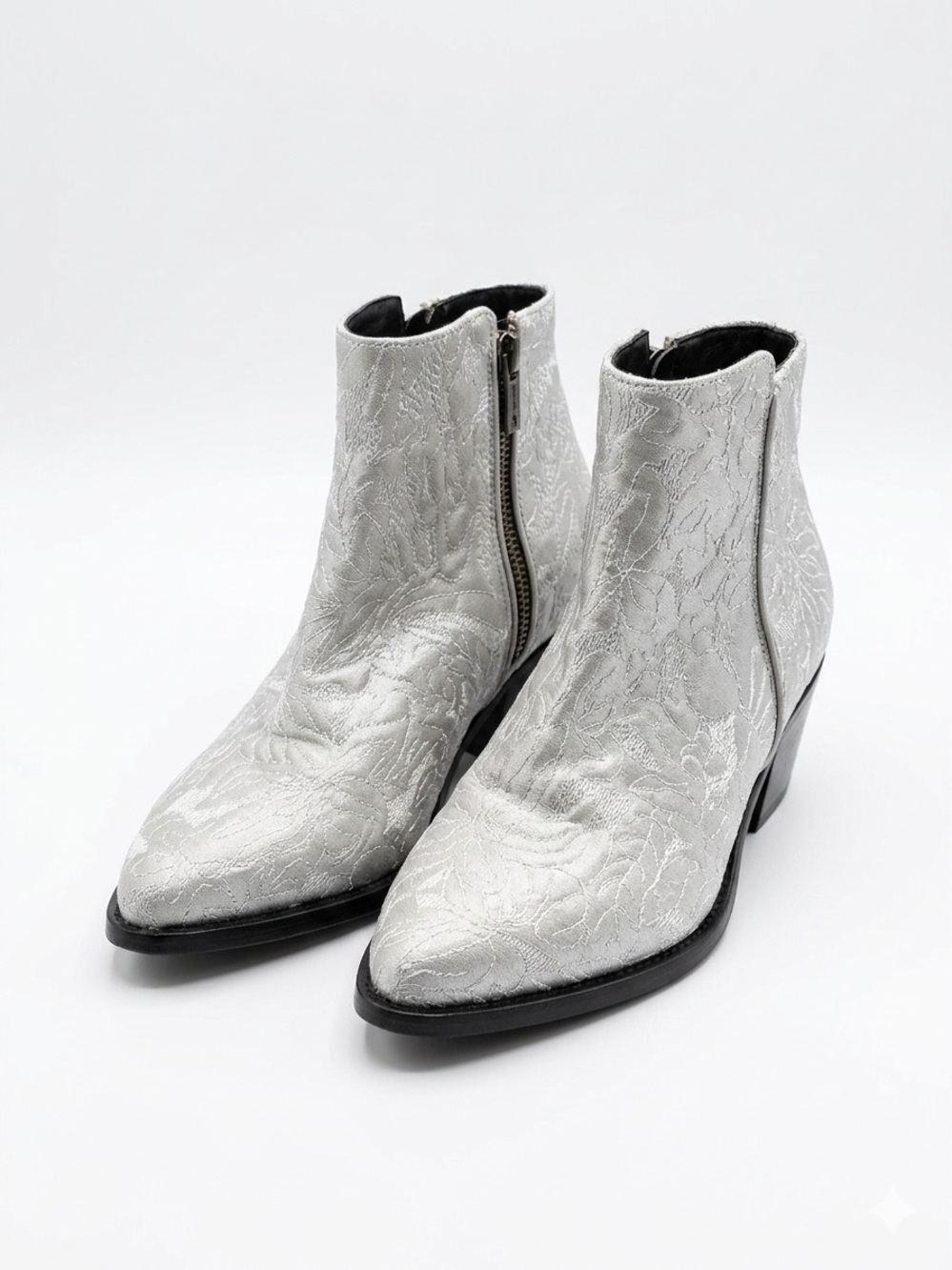 Free People Silver Embossed Ankle Booties